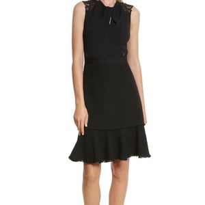 Lace Back Crepe & Tweed Dress